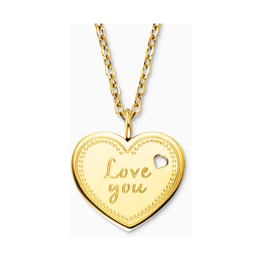 Collier Engelsrufer en acier inoxydable avec pendentif cœur et gravure.