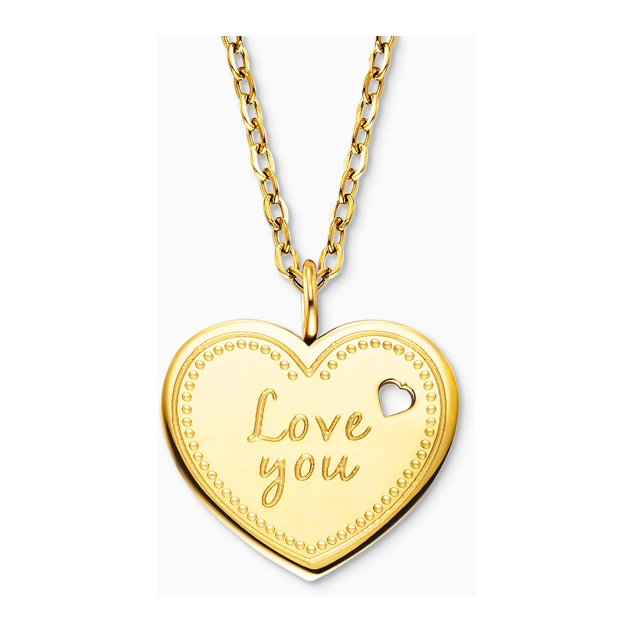 Collier Engelsrufer en acier inoxydable avec pendentif cœur et gravure.