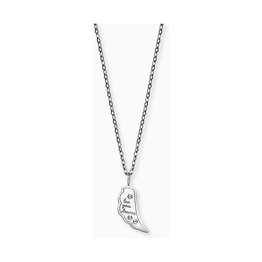 Collana Engelsrufer in acciaio inossidabile con zircone, ciondolo ad ala.