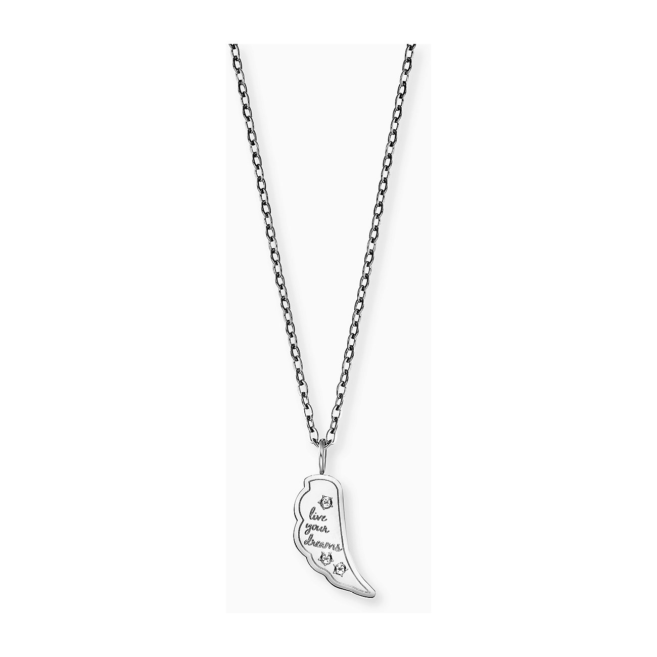 Collana Engelsrufer in acciaio inossidabile con zircone, ciondolo ad ala.