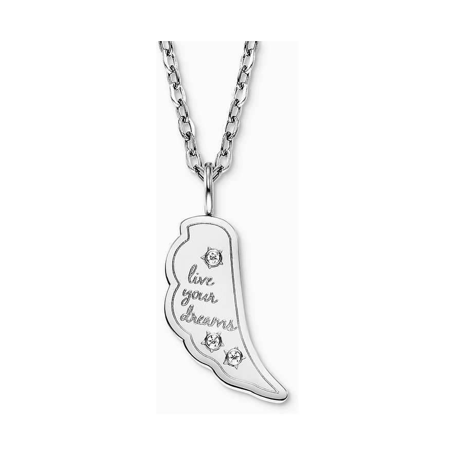 Collana Engelsrufer in acciaio inossidabile con zirconi e scritta.