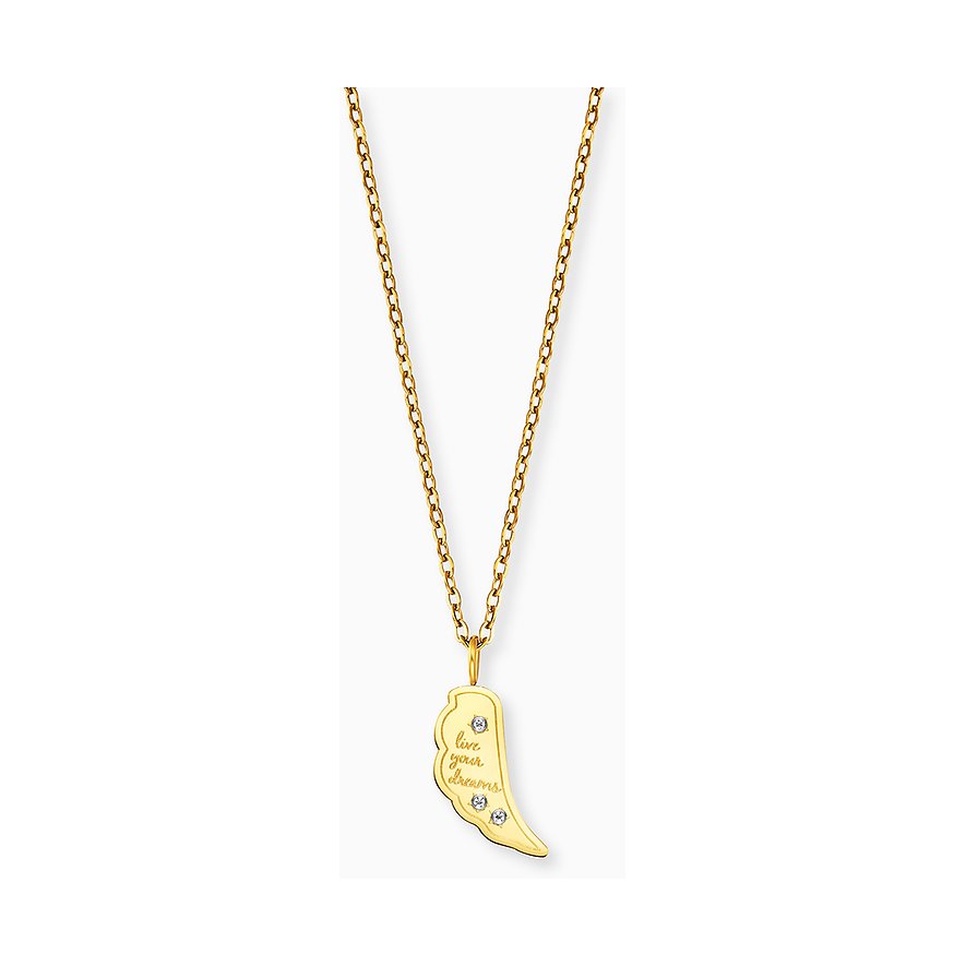 Engelsrufer Kette, Zirkonia, Damen, Edelstahl, gelbgold