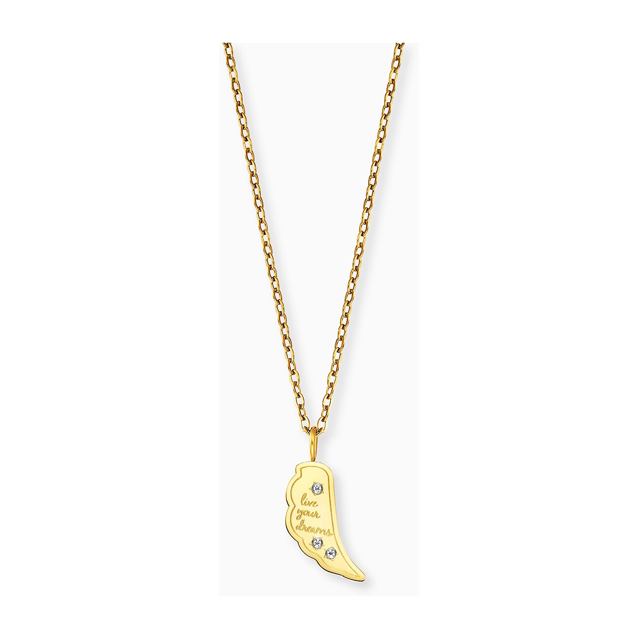 Collana Engelsrufer in acciaio inossidabile con zircone, color oro.