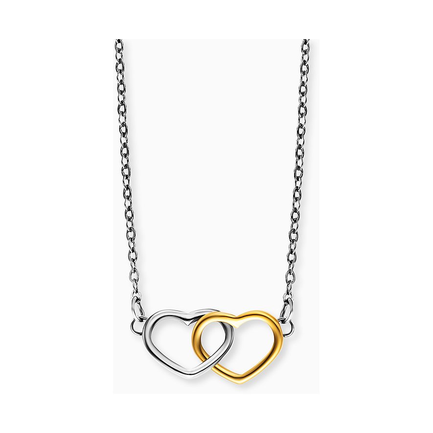 Collier Engelsrufer en acier inoxydable, bicolore, avec deux cœurs.