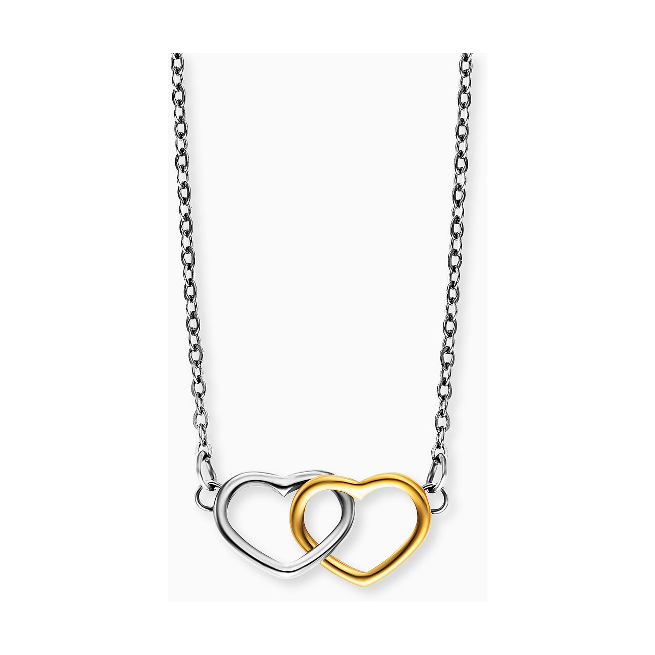 Collier Engelsrufer en acier inoxydable, bicolore, avec deux cœurs.