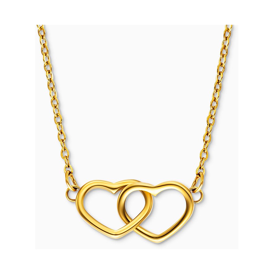 Collier Engelsrufer en acier inoxydable avec deux cœurs.