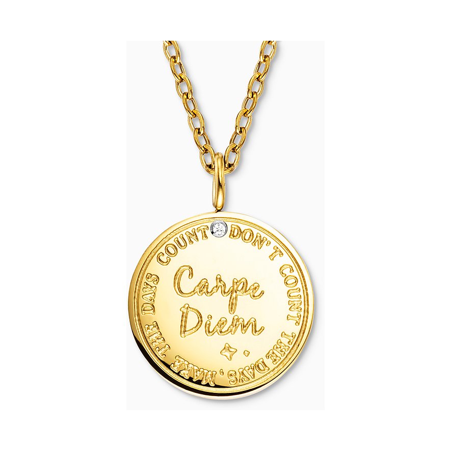 Engelsrufer halsband i rostfritt stål med ett hänge och en sten.