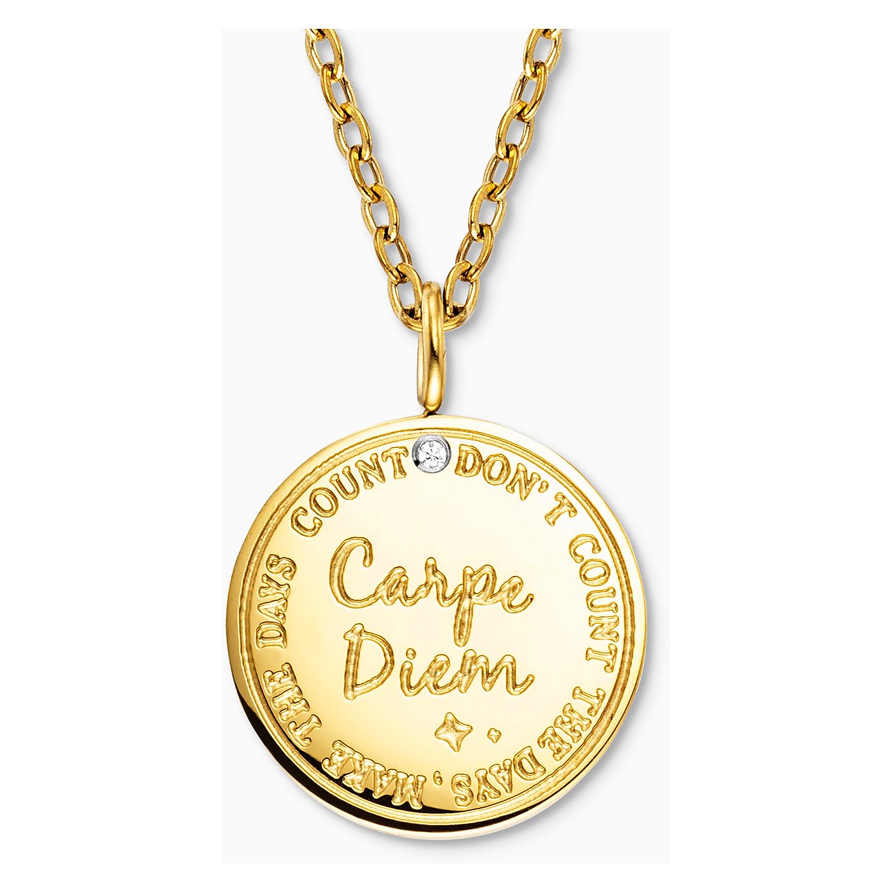 Engelsrufer halsband i rostfritt stål med ett hänge och en sten.