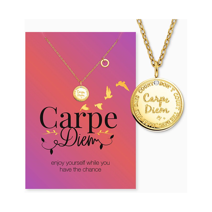 Engelsrufer halsband i guldfärgat rostfritt stål med 