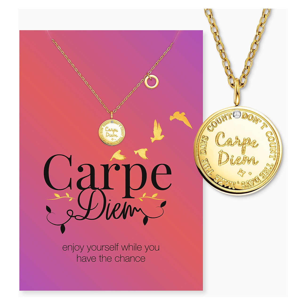 Engelsrufer halsband i guldfärgat rostfritt stål med 