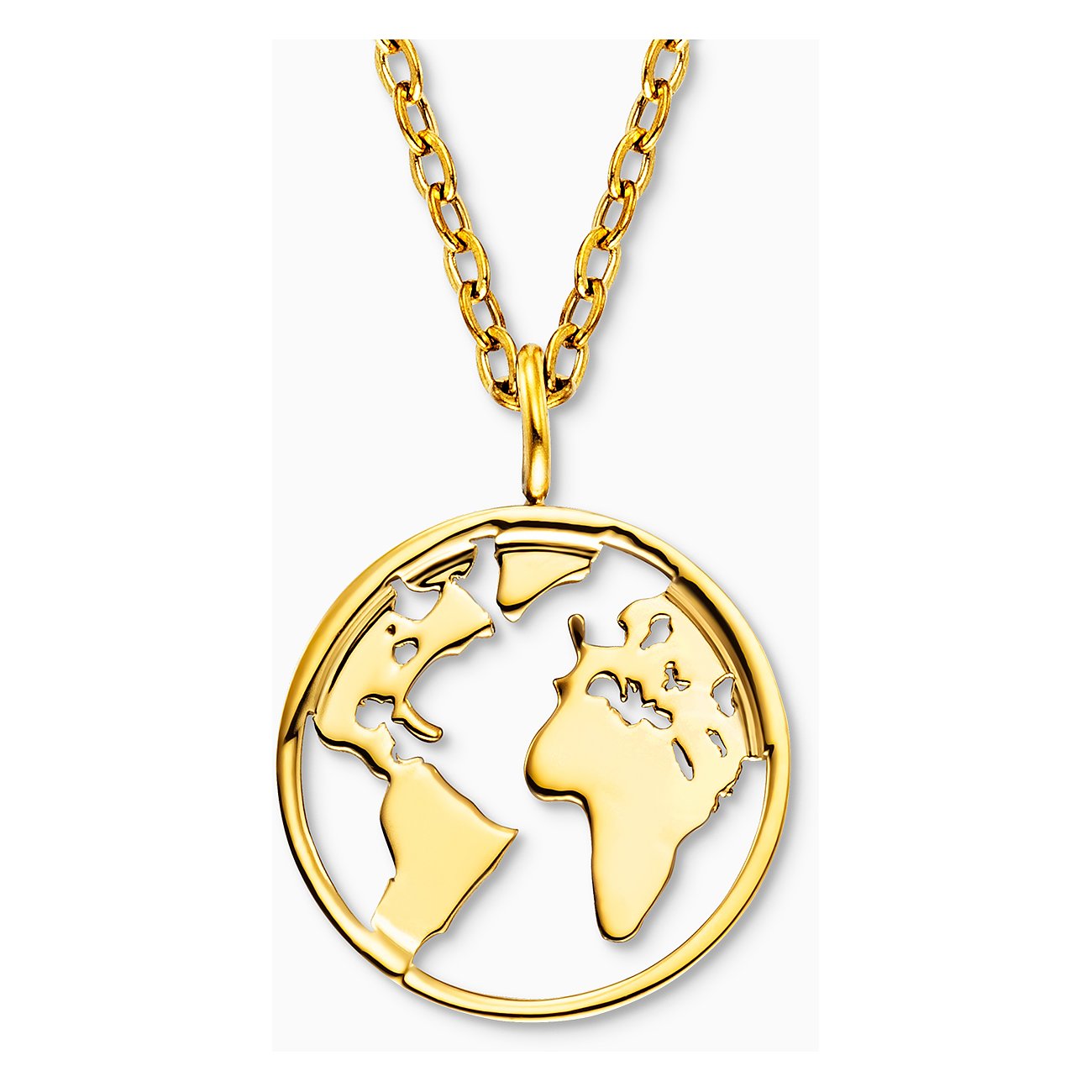 Engelsrufer Halsschmuck aus Edelstahl, Anhänger in Weltkugelform.