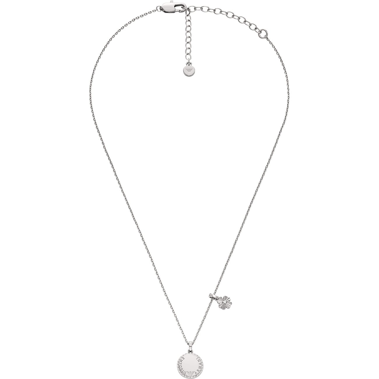 Emporio Armani Halsschmuck aus Metall mit kreisförmigem Anhänger, der mit Glassteinen besetzt ist.