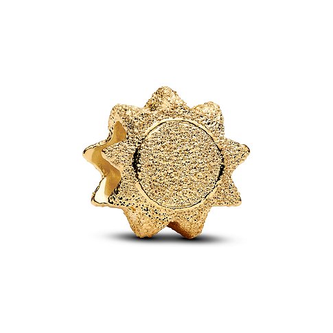 Pandora Anhängeschmuck aus goldfarbenem Metall, sternförmig mit einer rauen, strukturierten Oberfläche.