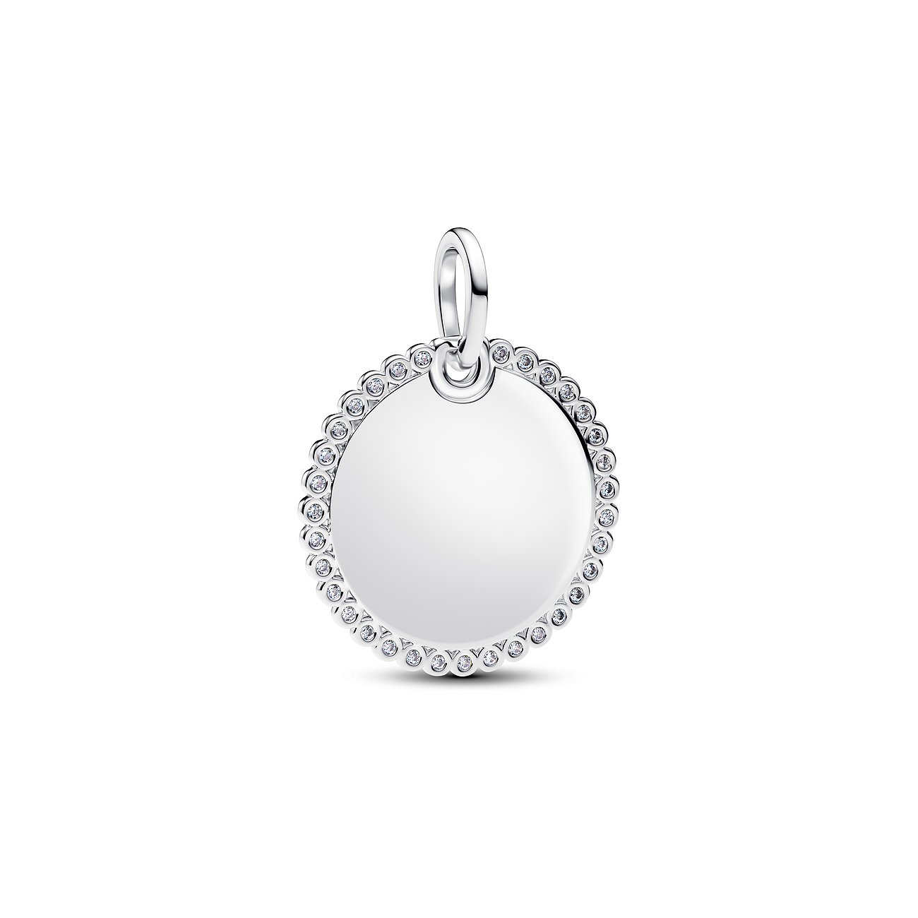 Pandora Anhänger, rund, gravierbar, silber, Moments 394007C01