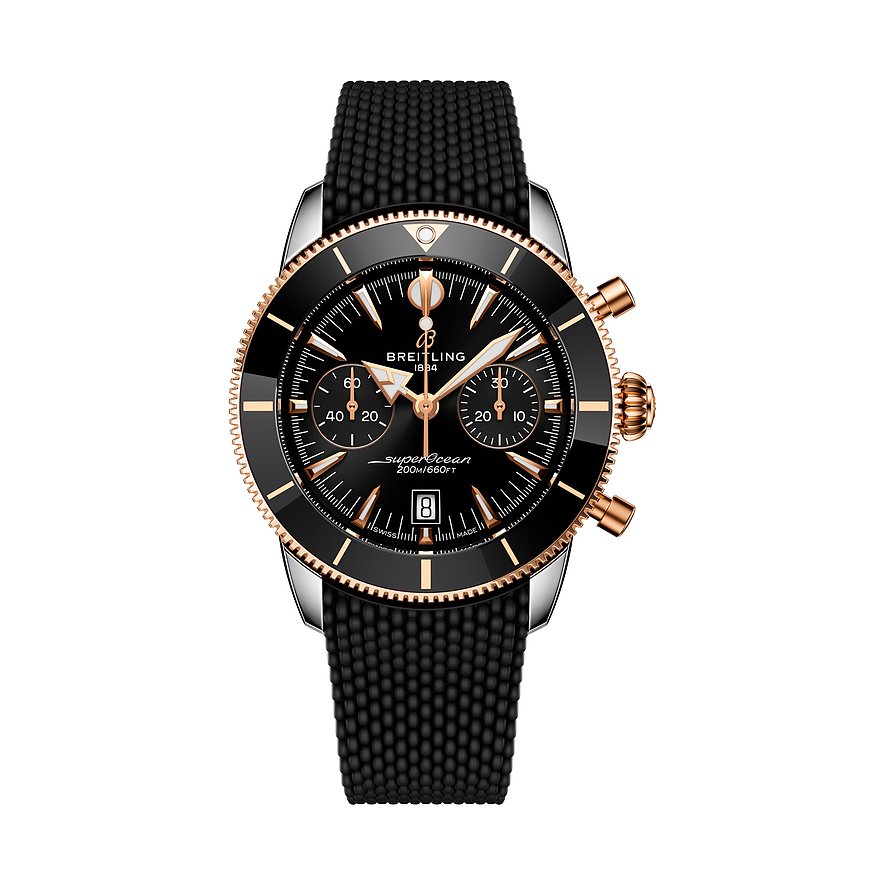 Breitling Chronograph Superocean Heritage B01 Chronograph 42 UB0156H11B1S1, Herren, Edelstahl, Armband: Kautschuk, Automatik, analog