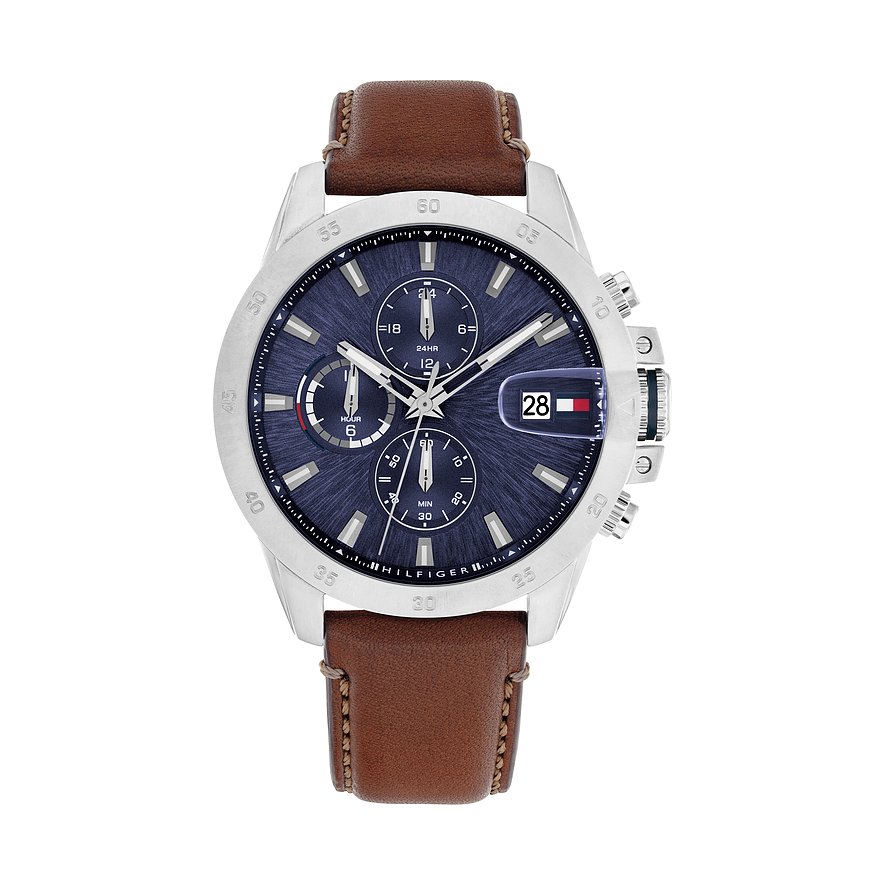 Tommy Hilfiger Herrenuhr JAMESON 1792195, Herren, Edelstahl, Armband: Leder, Quarz, analog
