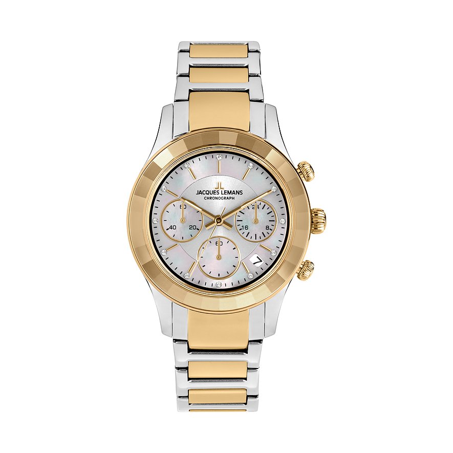 Jacques Lemans Damenuhr Venice 1-2151GGlasstein, Damen, Edelstahl, Armband: Edelstahl, Quarz, analog