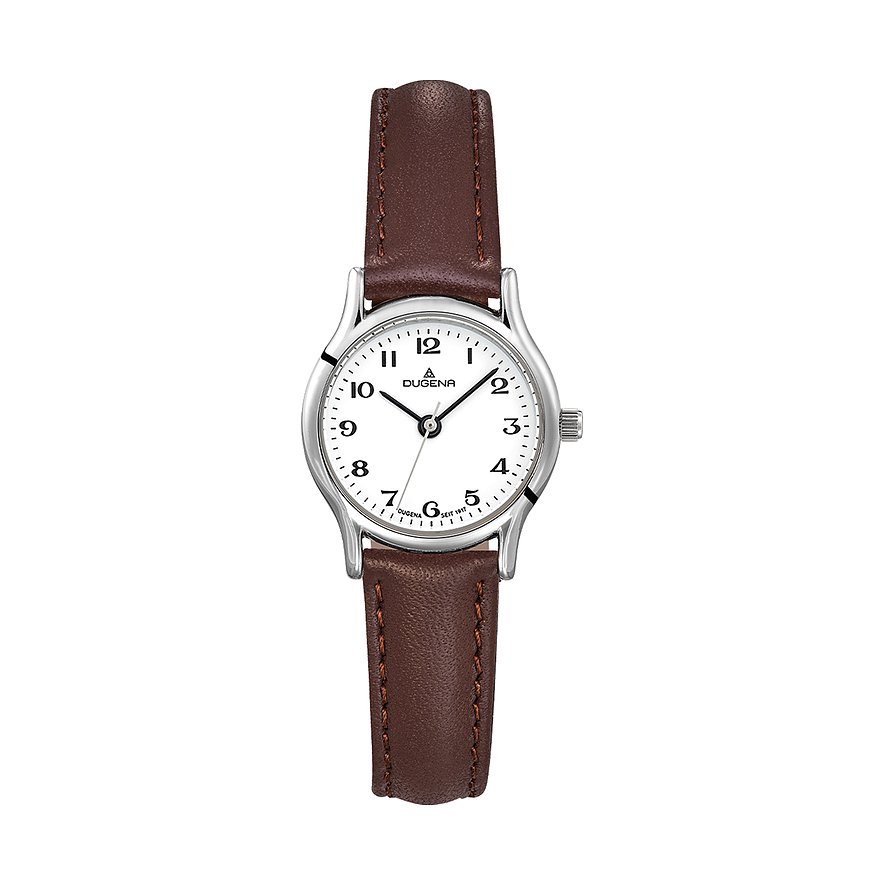 Dugena Damenuhr Vintage 4461108-1, Damen, Edelstahl, Armband: Leder, Quarz, analog