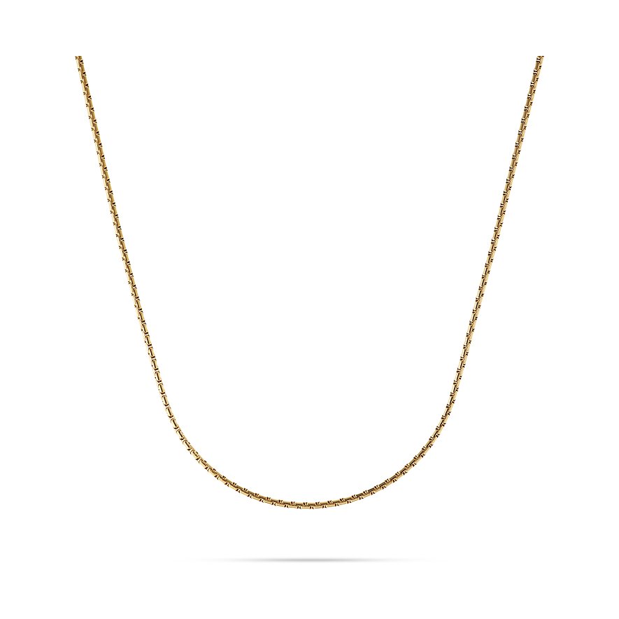 FAVS Halskette aus goldfarbenem Edelstahl als schlichte Schlangenkette, von oben herabhängend.