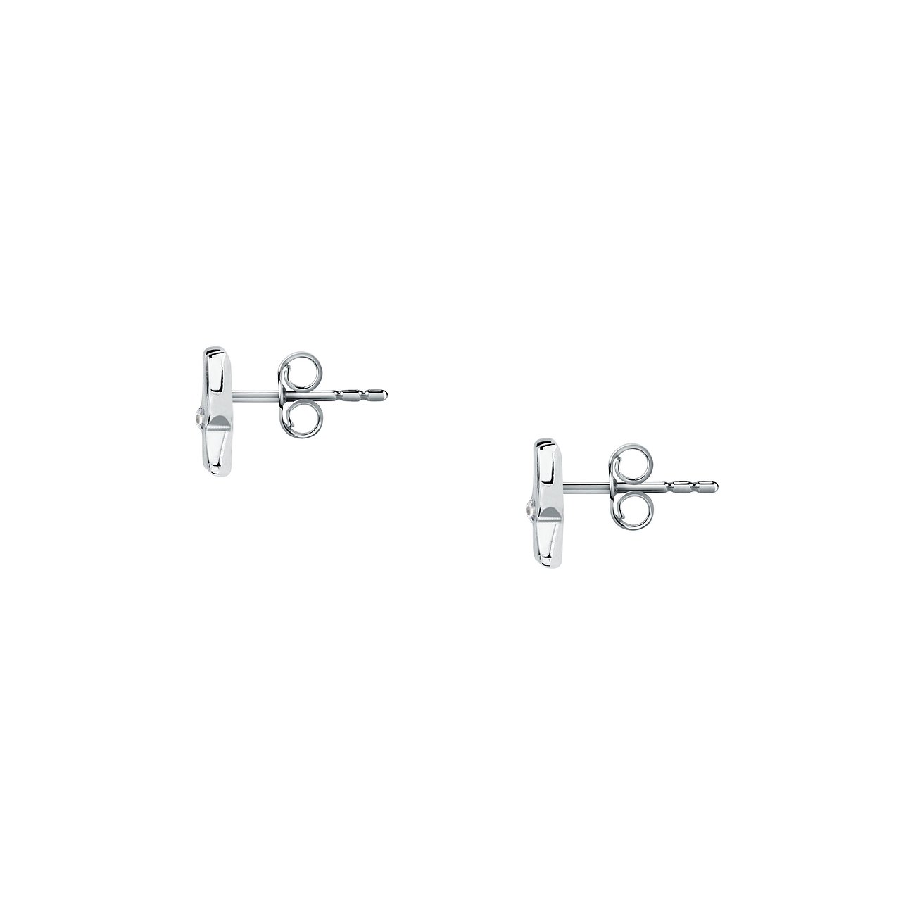 FAVS 925 sterling silverörhängen med stjärnformad zirkonia, polerade, frontvy mot vit bakgrund.