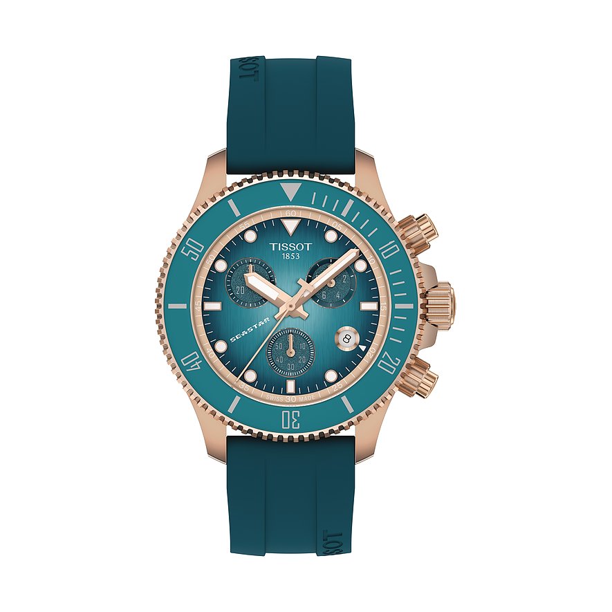 Tissot Chronograph Seastar T1202173704100, Unisex, Edelstahl, Armband: Kautschuk, Quarz, analog