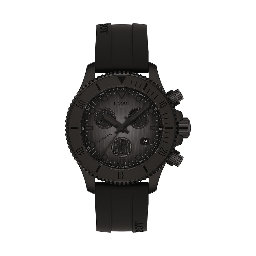 Tissot Chronograph Seastar T1202173706100, Unisex, Edelstahl, Armband: Kautschuk, Quarz, analog