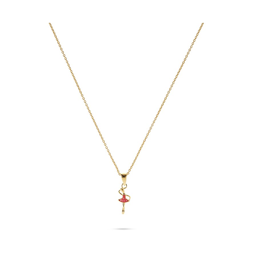 FAVS 925er Silber Halskette mit einem rosa emaillierten Ballettmädchen-Anhänger.