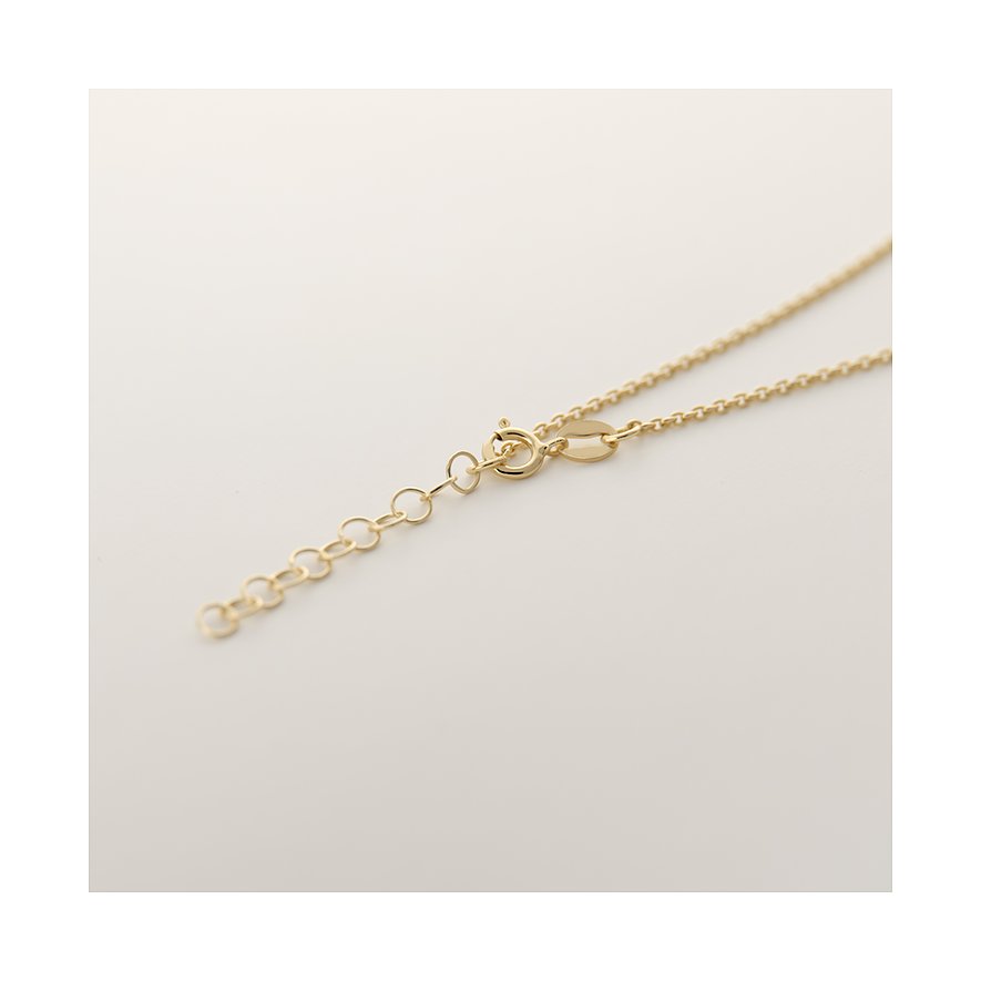 FAVS 925er Silber Halskette mit goldenem Karabinerverschluss und Verlängerungskettchen Detailansicht.