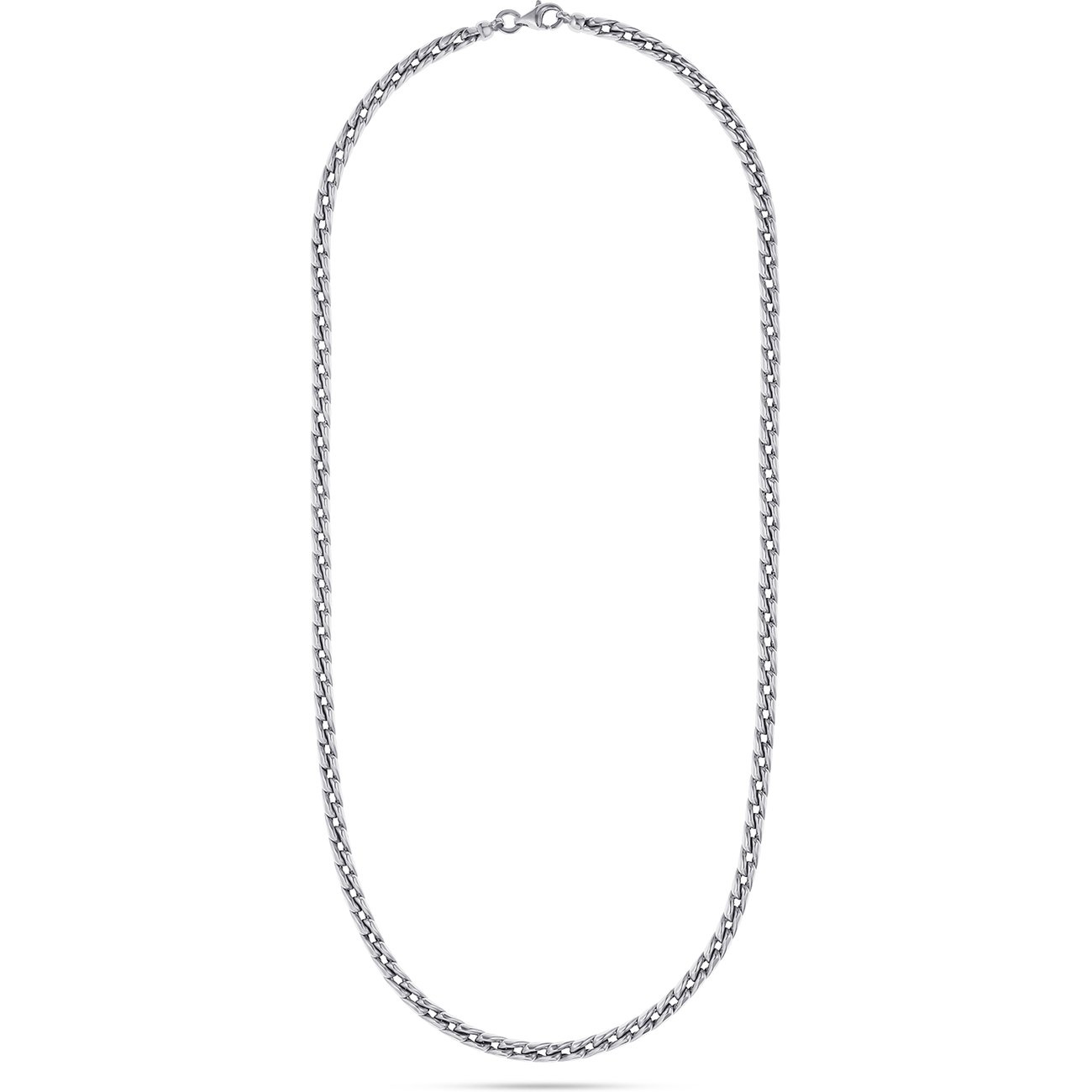 CHRIST Halsschmuck: Eine lange Kette aus 585er Weißgold liegt in einer U-Form, der Verschluss ist oben mittig sichtbar.