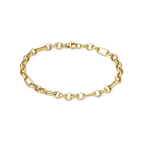 CHRIST armband van 585 geelgoud met afwisselend ronde en ovale schakels en een karabijnsluiting.