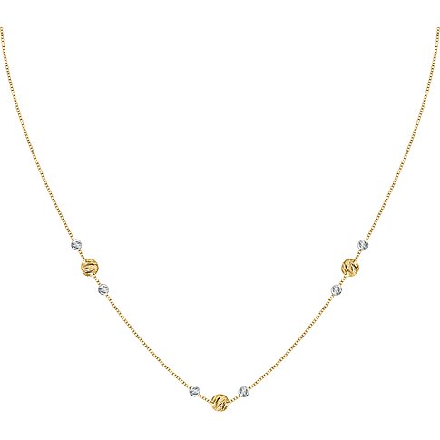 CHRIST Halsschmuck aus Gelb- und Weißgold, eine zarte Kette mit abwechselnd goldenen und silbernen Kügelchen.