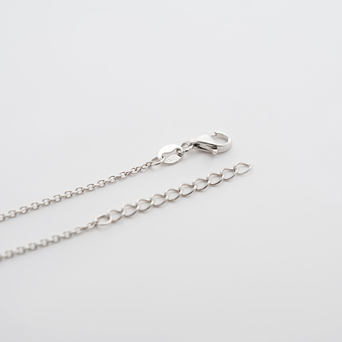 Bracciale FAVS in argento 925 con moschettone e catena di estensione su sfondo bianco.