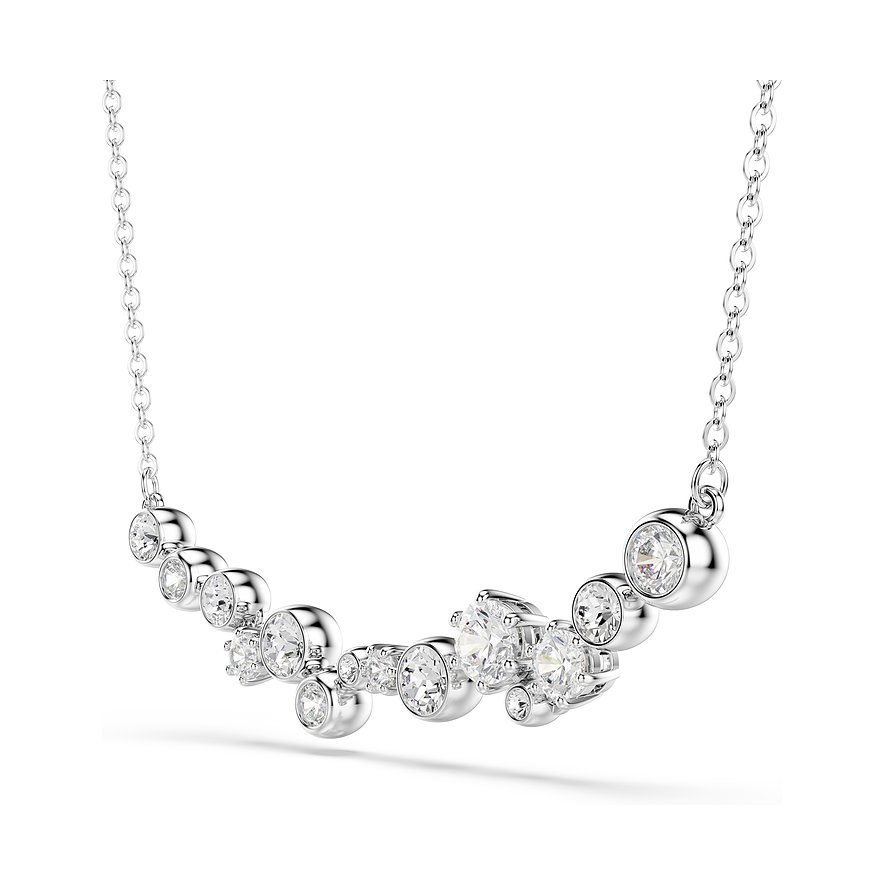 Swarovski Halskette aus Metall mit einer Reihe unterschiedlicher klarer Swarovski-Kristalle in runder und zackiger Fassung.
