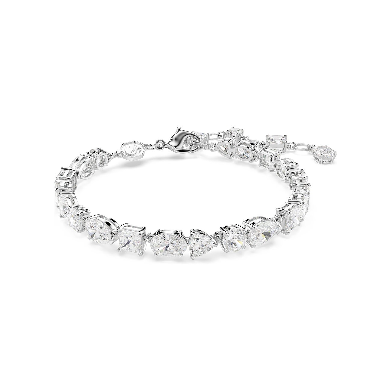 Swarovski armband van metaal met glanzende Swarovski-kristallen in diverse slijpvormen.