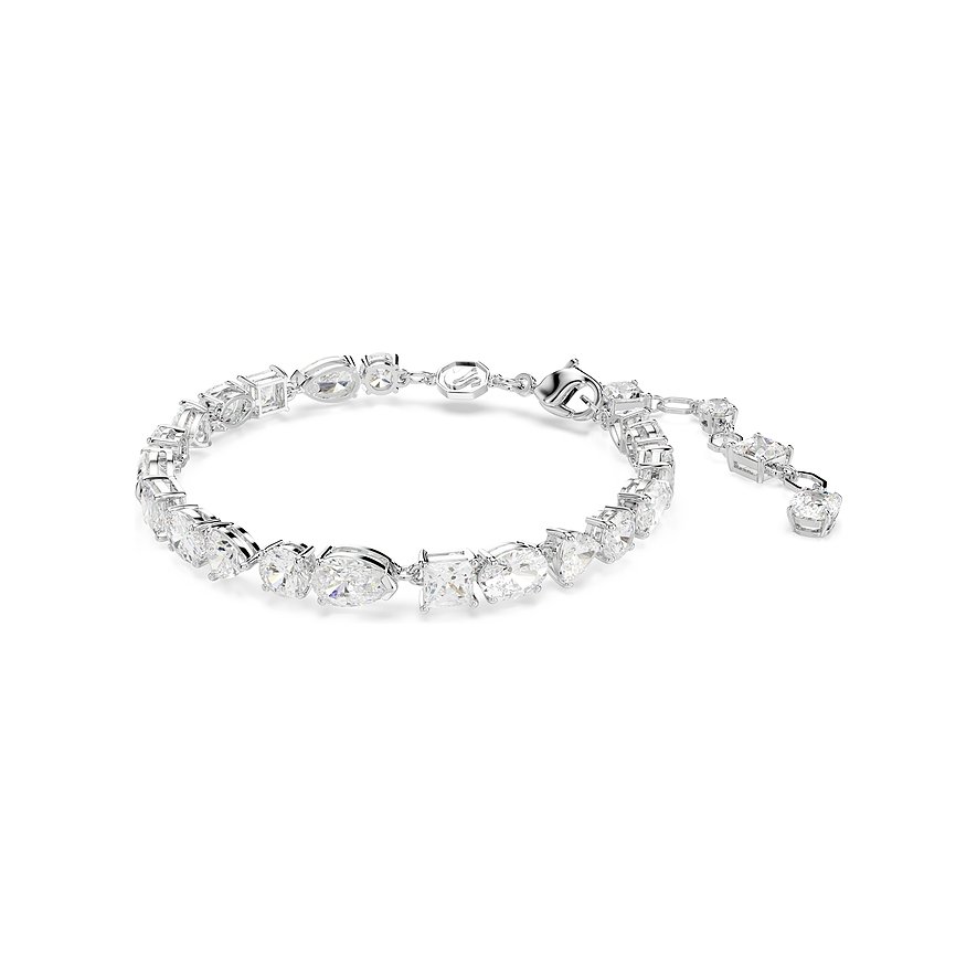Swarovski metalen armband met verweven Swarovski kristallen in verschillende slijpvormen.