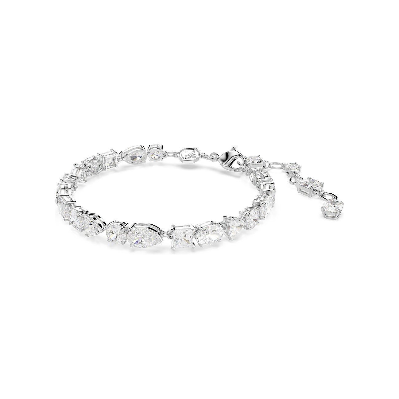 Swarovski metalen armband met verweven Swarovski kristallen in verschillende slijpvormen.