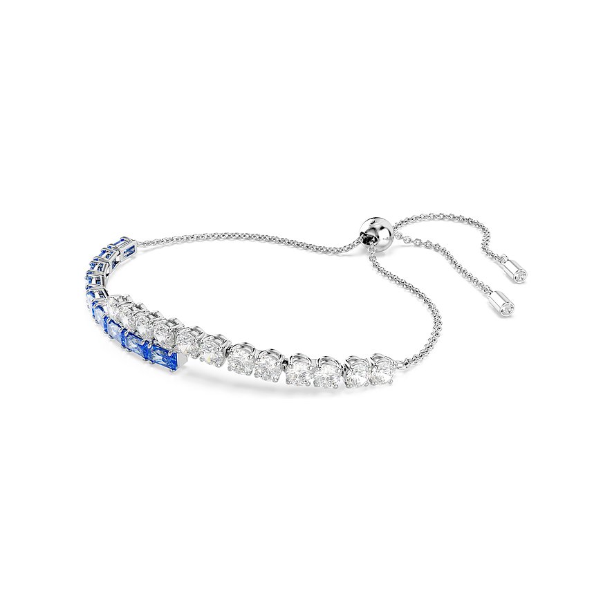 Swarovski metalen armband met blauwe en heldere kristallen.