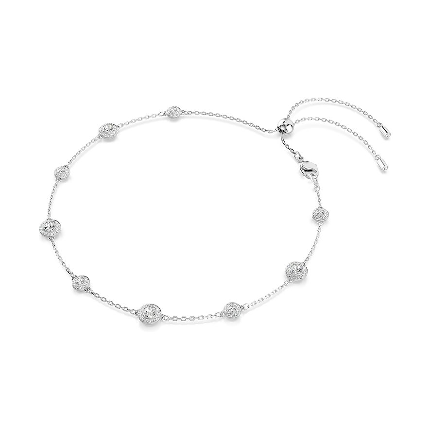 Swarovski Halskette aus Metall mit einzelnen runden Swarovski Kristallen und verstellbarem Verschluss.