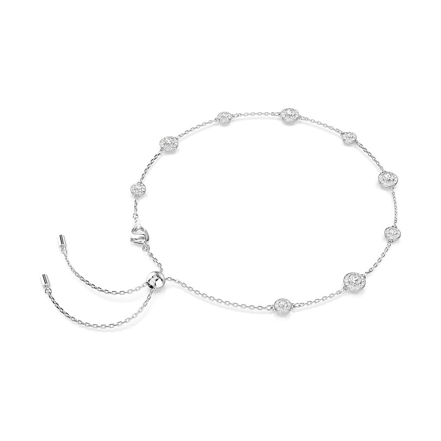 Swarovski Halsschmuck aus Metall mit Kette und runden Swarovski-Kristallsteinen, die ein glänzendes Licht reflektieren.