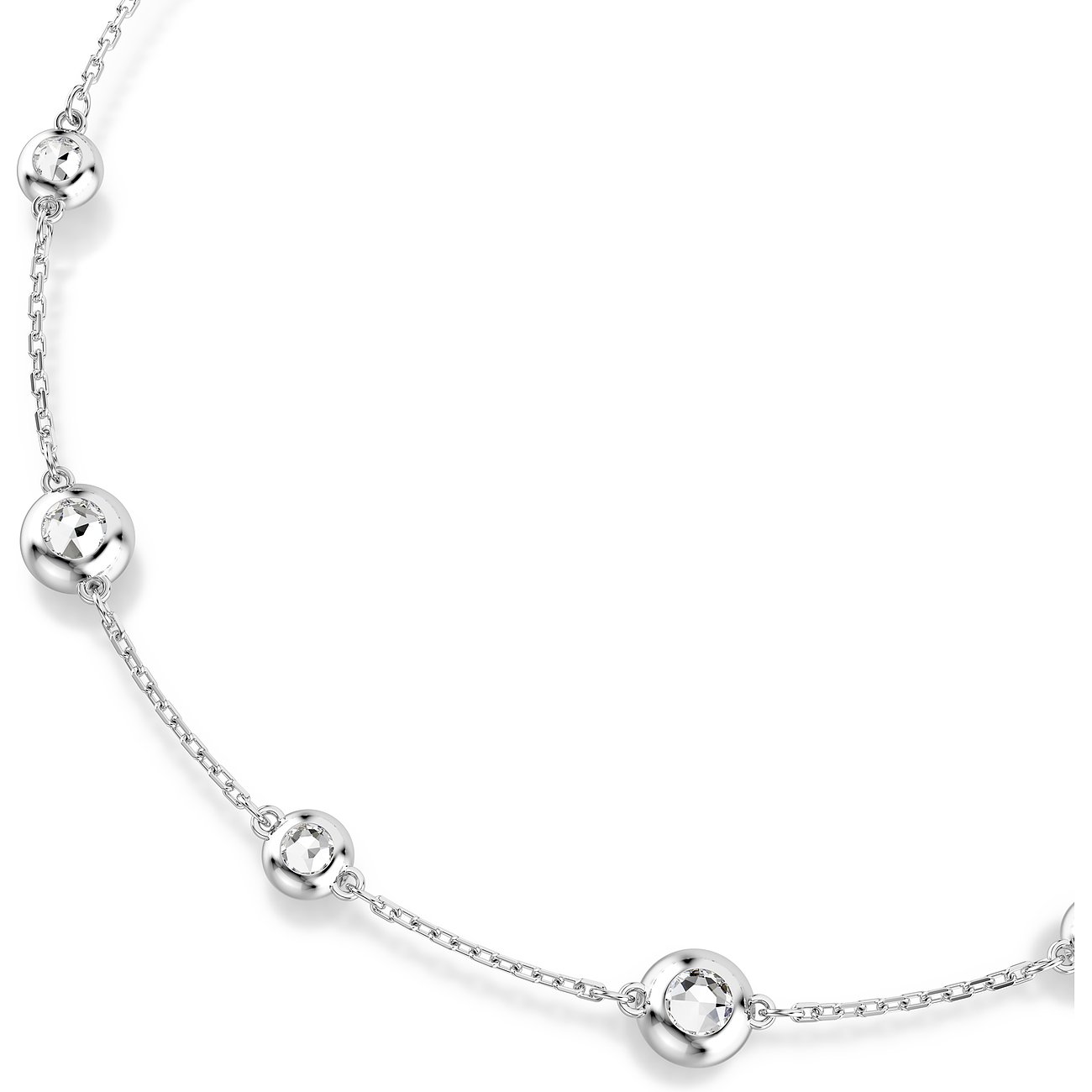 Swarovski Halskette aus Metall mit mehreren runden, klaren Swarovski-Kristallen in Lünettenfassung.