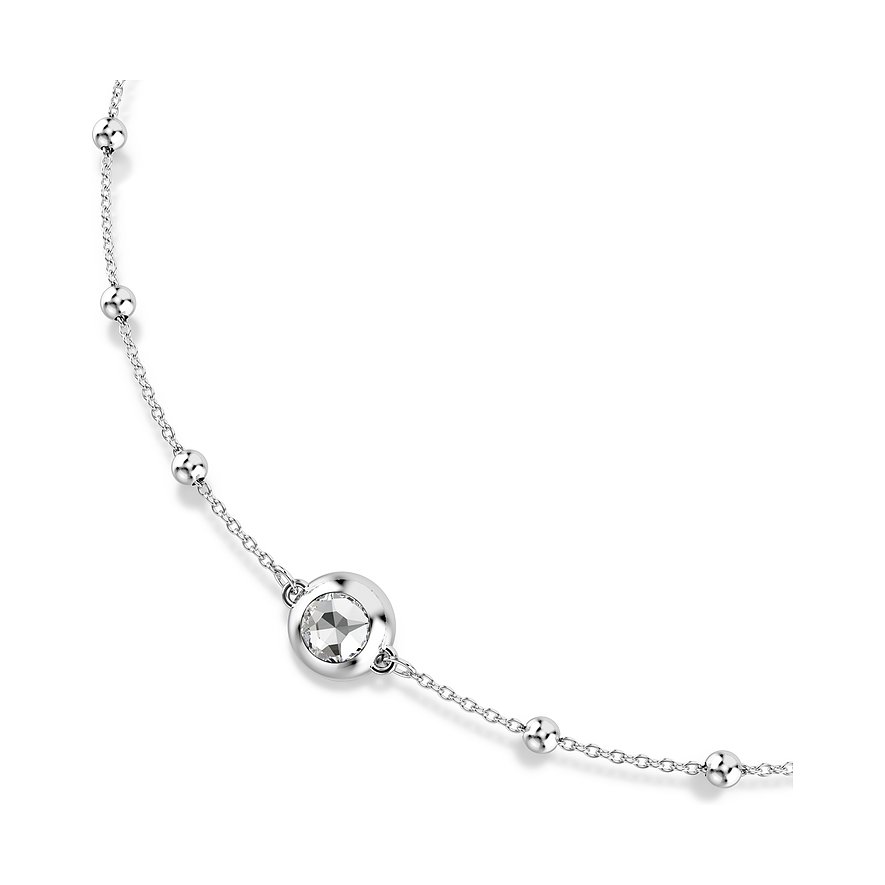 Swarovski Halskette aus Metall mit einer runden Fassung und einem einzelnen zentrierten Swarovski Kristall.