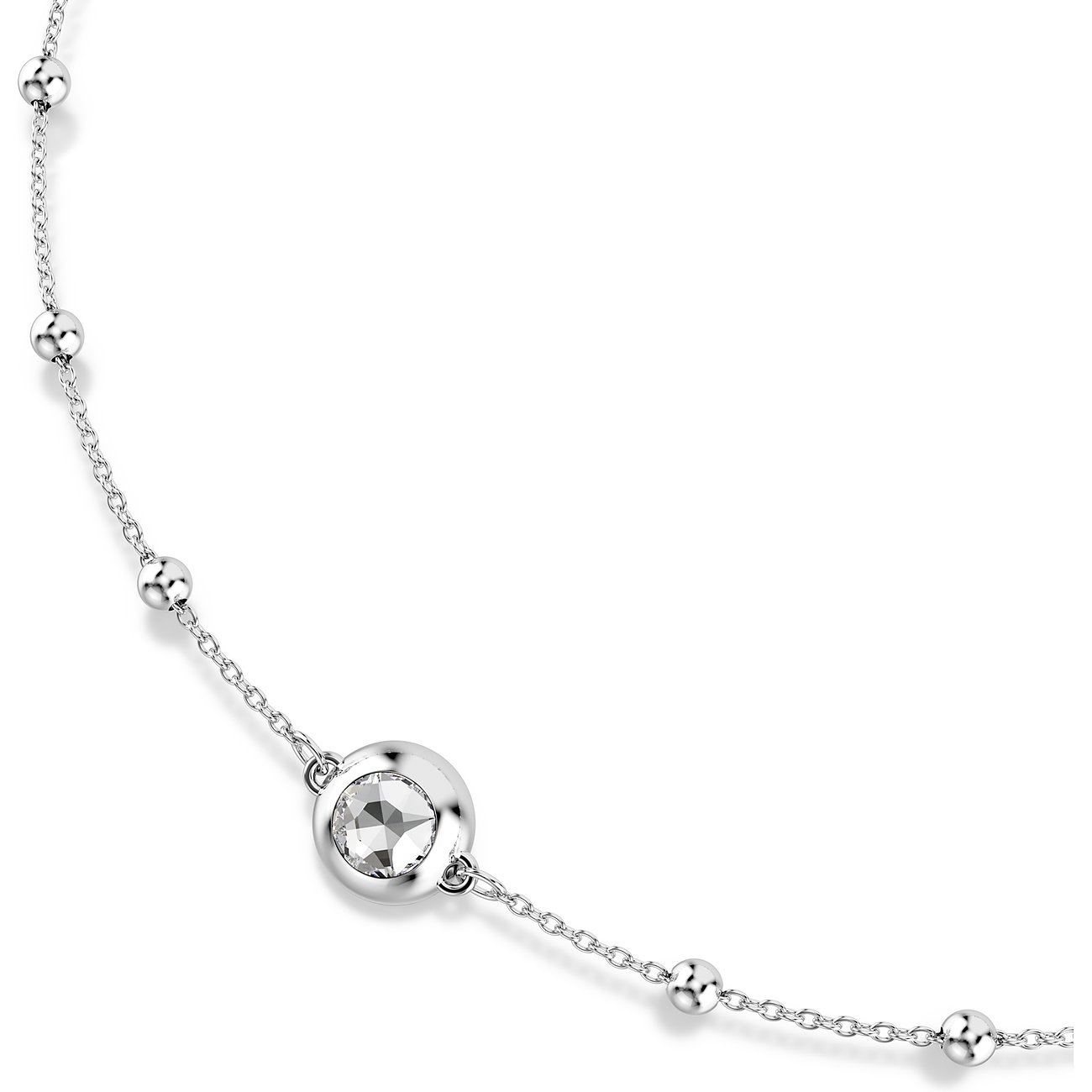 Swarovski Halskette aus Metall mit einer runden Fassung und einem einzelnen zentrierten Swarovski Kristall.