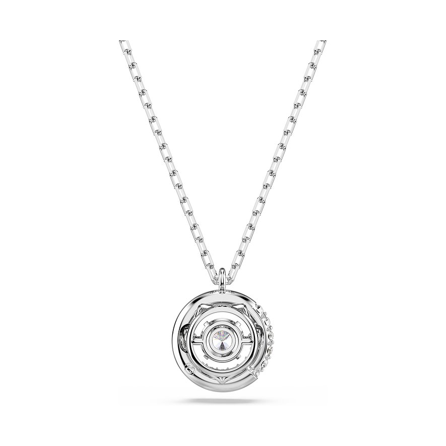 Swarovski metalen halsketting met een ronde hanger. Een grote Swarovski-kristal is centraal geplaatst.