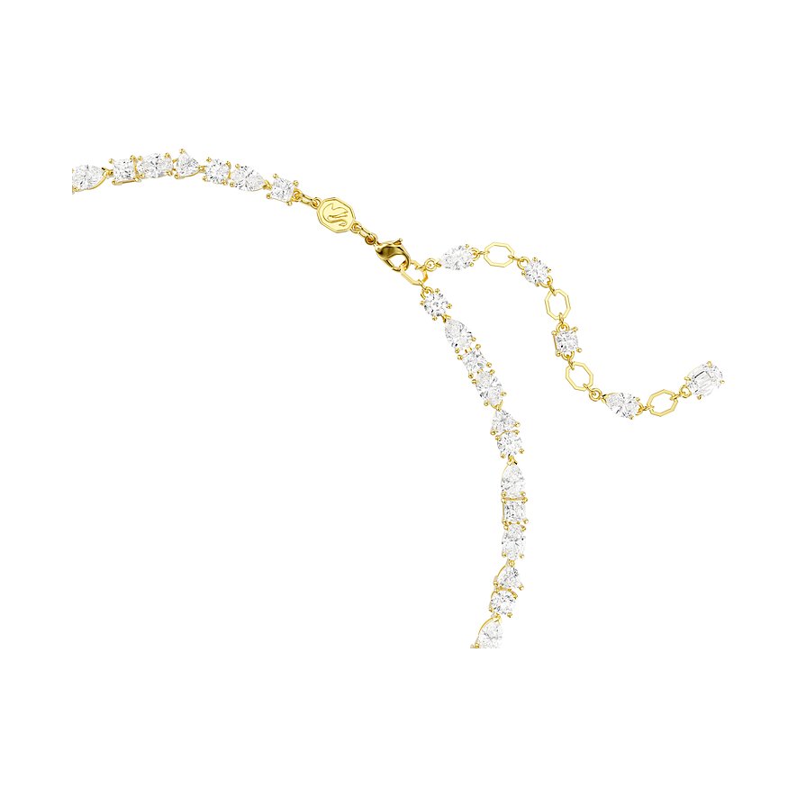 Ein goldenes Swarovski Metall-Collier mit einem Band aus tropfenförmigen und runden Swarovski Kristallen.