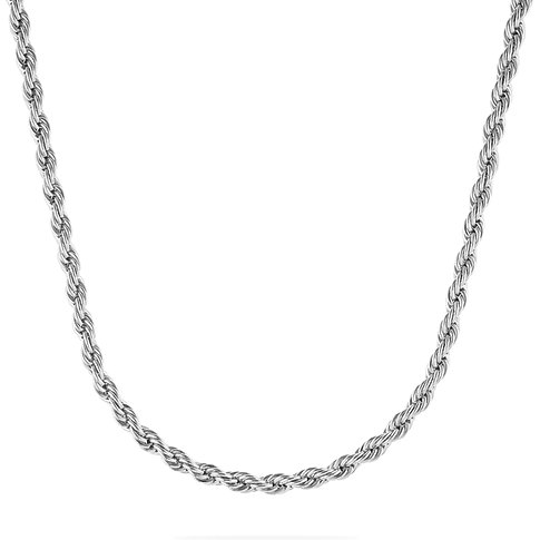 Collana FAVS in acciaio inossidabile color argento. La catena ha un design attorcigliato ed è disposta a U.