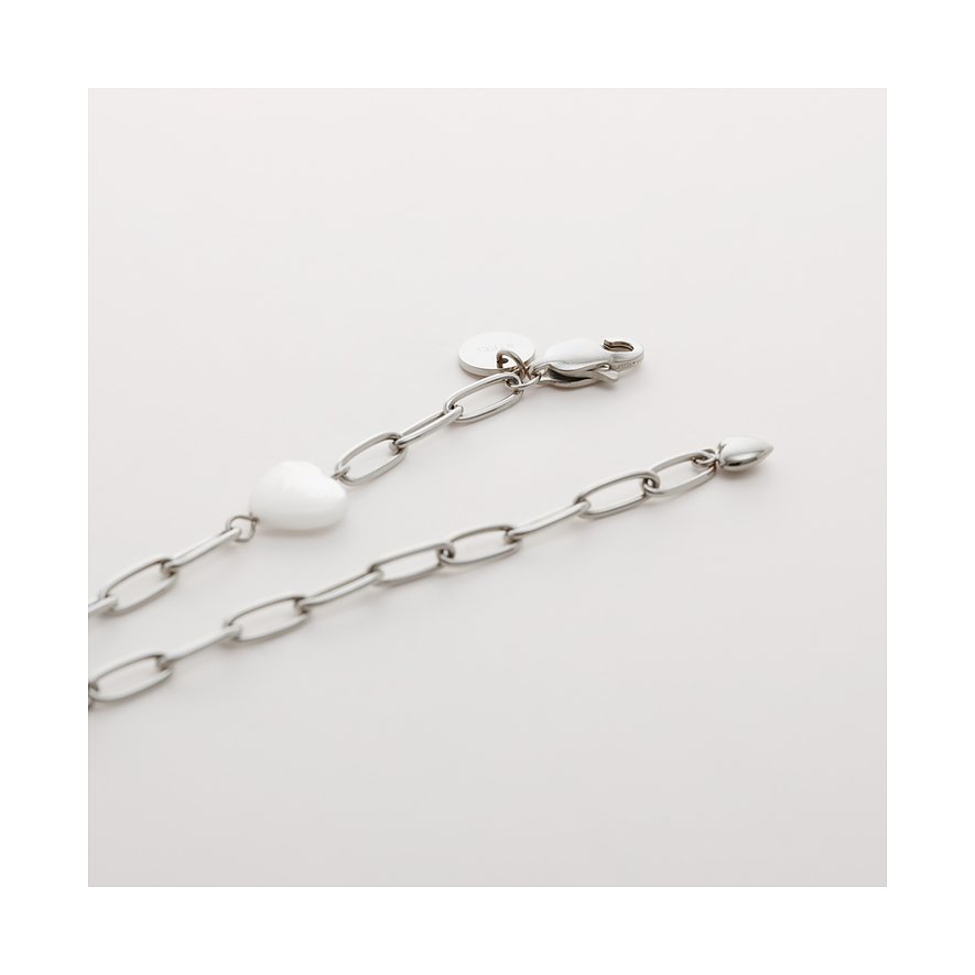 Bracelet Guido Maria Kretschmer en acier inoxydable, cœur en nacre, fermoir mousqueton.