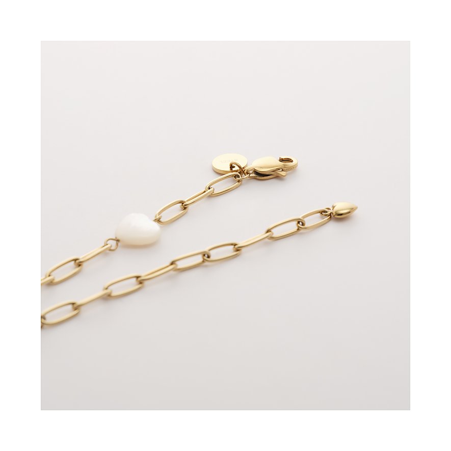 Bracelet Guido Maria Kretschmer en acier inoxydable doré avec pendentif cœur en nacre.