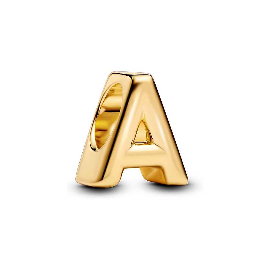 Pandora Metall-Anhängeschmuck in Form des goldenen Großbuchstabens A, glänzend mit glatten, abgerundeten Kanten.