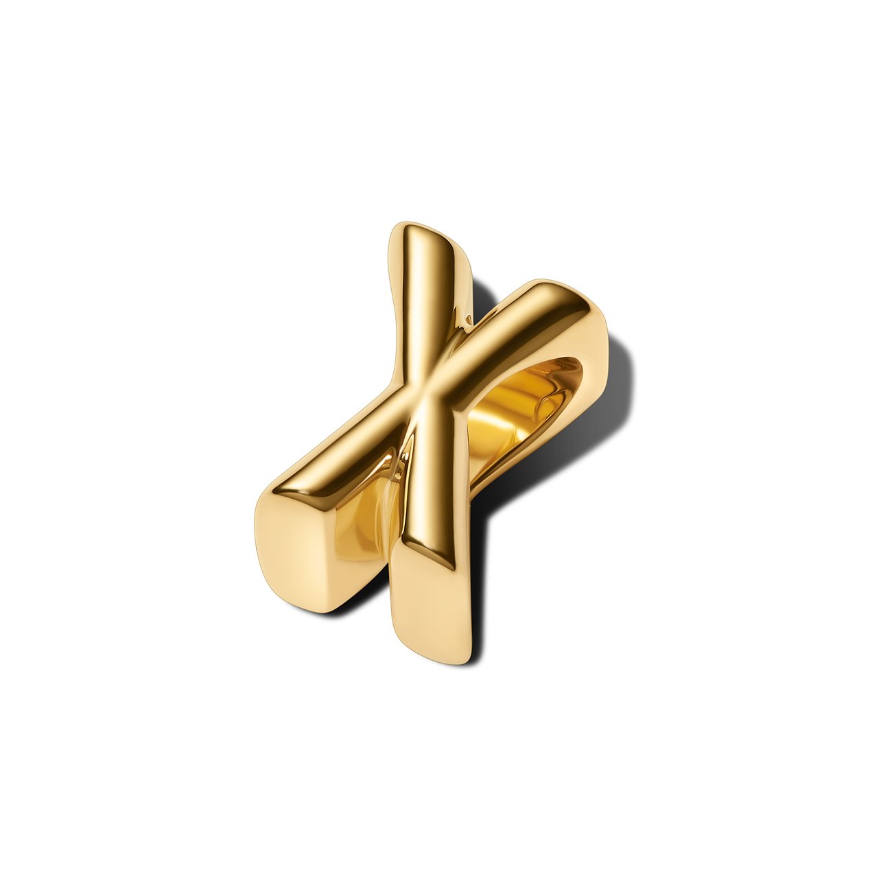 Pandora Anhängeschmuck aus goldfarbenem Metall, geformt wie ein großes „X“.