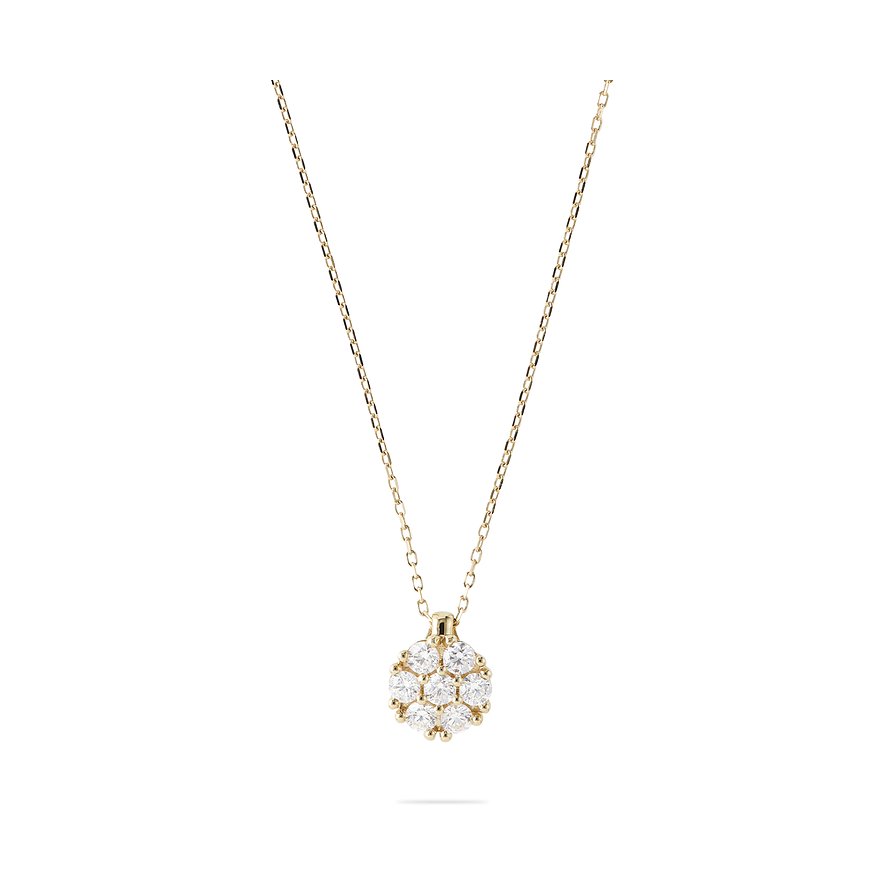 CHRIST Halsschmuck Goldkette aus 585 Gelbgold mit einem runden Diamanten-Anhänger.